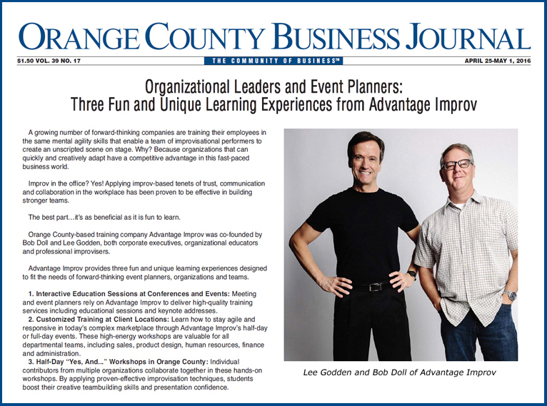 Lee and Bob's article in the Orange County (California) Business Journal