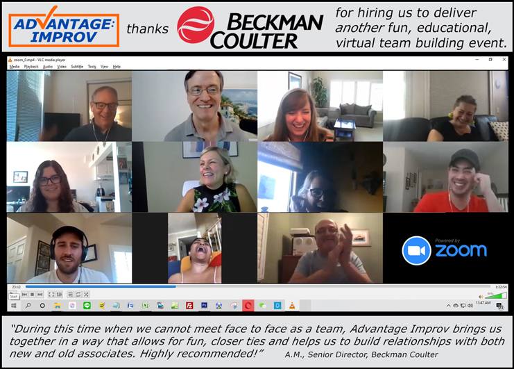 Beckman Coulter testimonial about Advantage Improv Zoom event