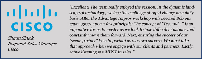 Cisco testimonial after sales team building event.
