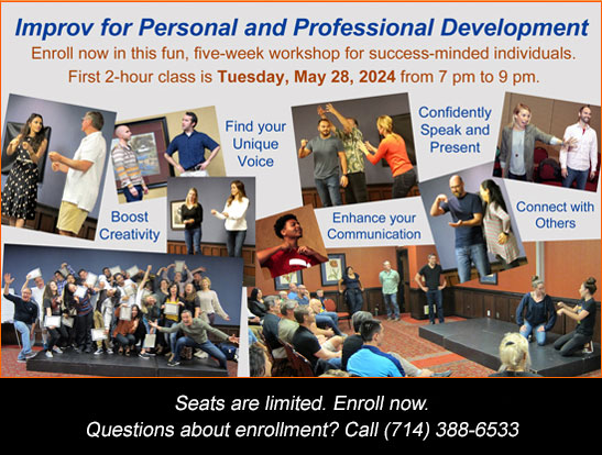 Enroll now for the May 28, 2024 Improv for Personal and Professional Development workshop