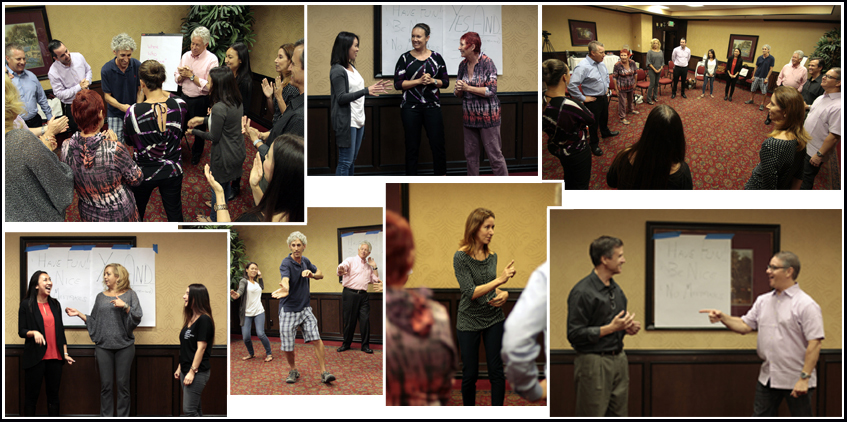 Photo montage from recent Advantage Improv Yes And workshop