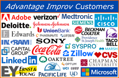 Discover why Advantage Improv customers LOVE our team-building-with-a-take-away events.