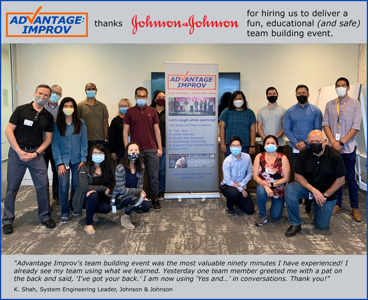 Johnson and Johnson testimonial about Advantage Improv Zoom event